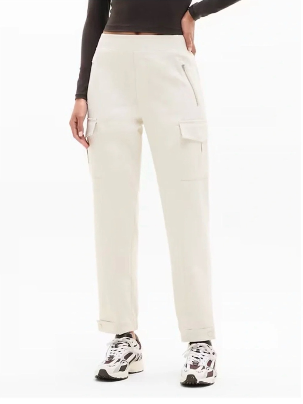 Athleta Endless Cargo Pant Cream Utility Outdoor Hiking Athleisure Size 14